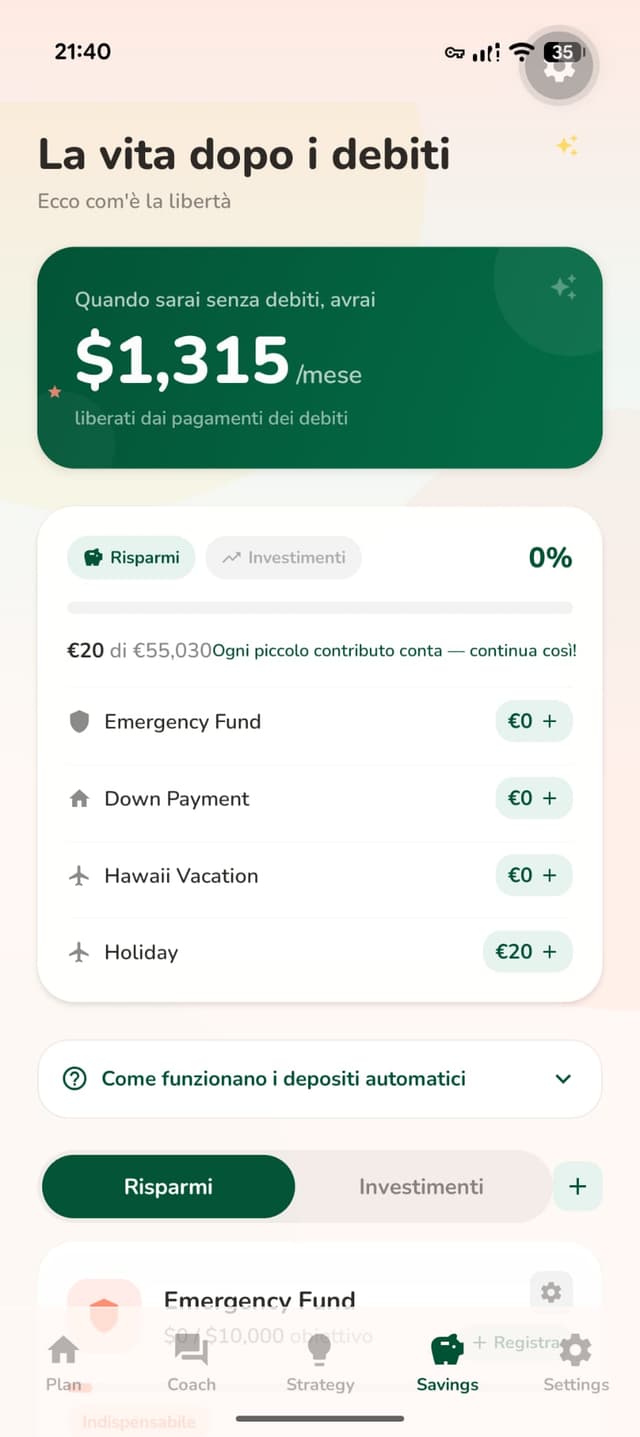 Payoff what-if scenario screen